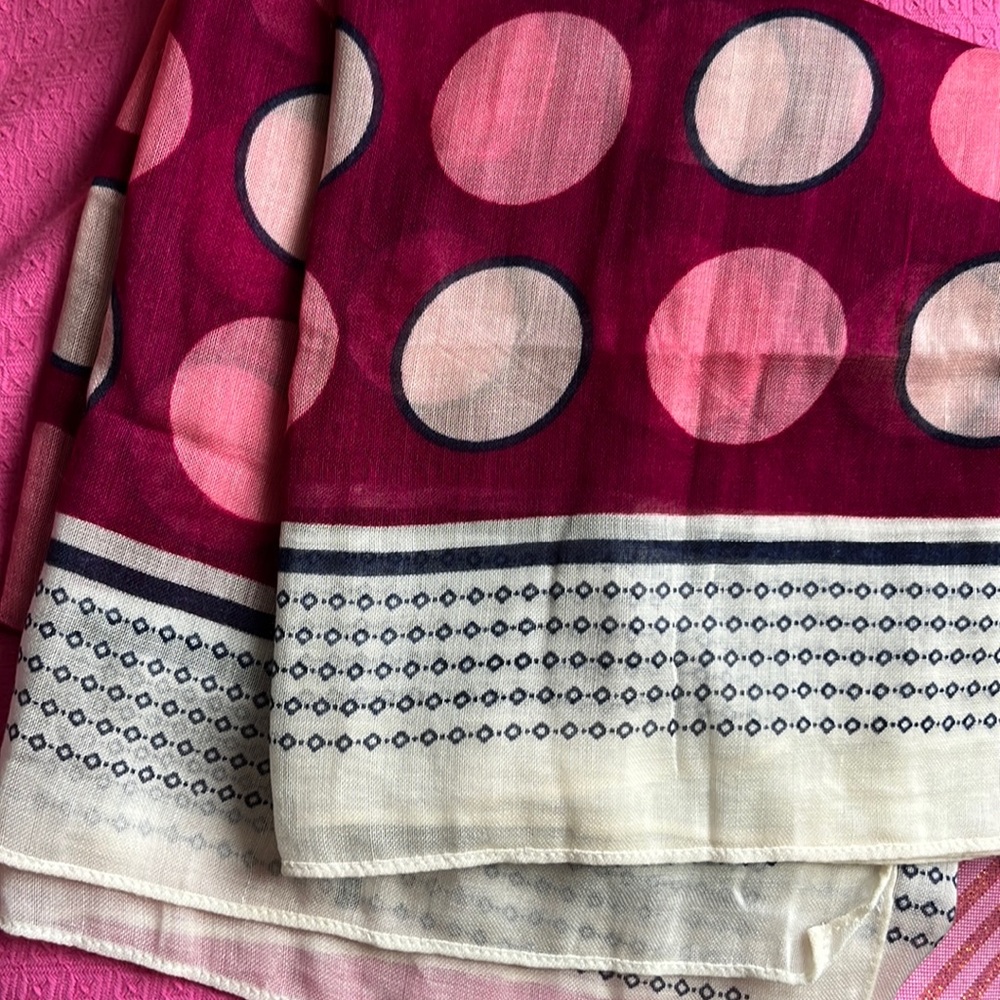 Blanket scarf - magenta, blue, white